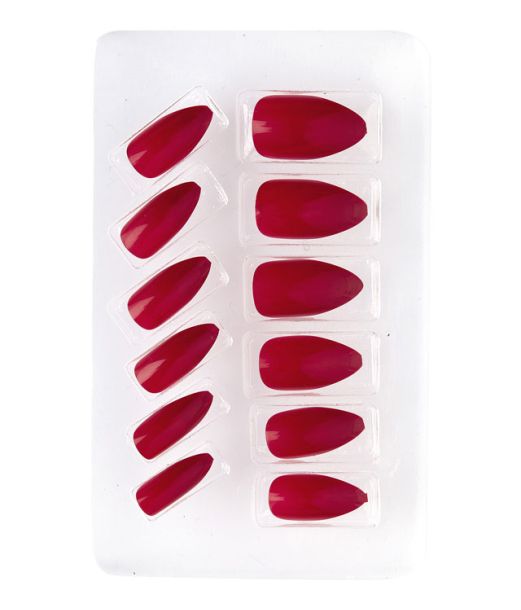 Bordeaux stiletto negle, 12 stk