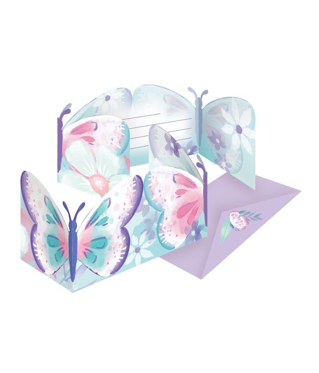 Sommerfugle invitationer, 8 stk