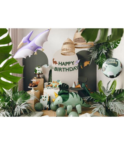 Dinosaur folieballon Happy Birthday, 45 cm.