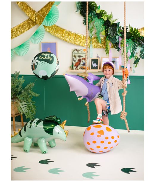 Dinosaur folieballon Happy Birthday, 45 cm.