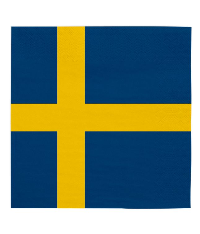 Sverige flag servietter, 20 stk