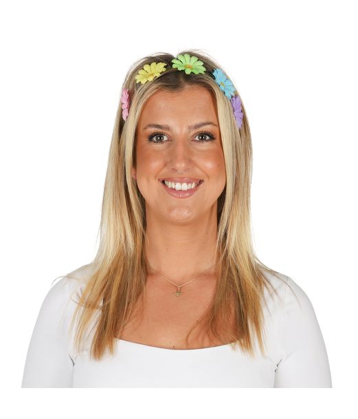 Hårbånd med blomster i pastelfarver