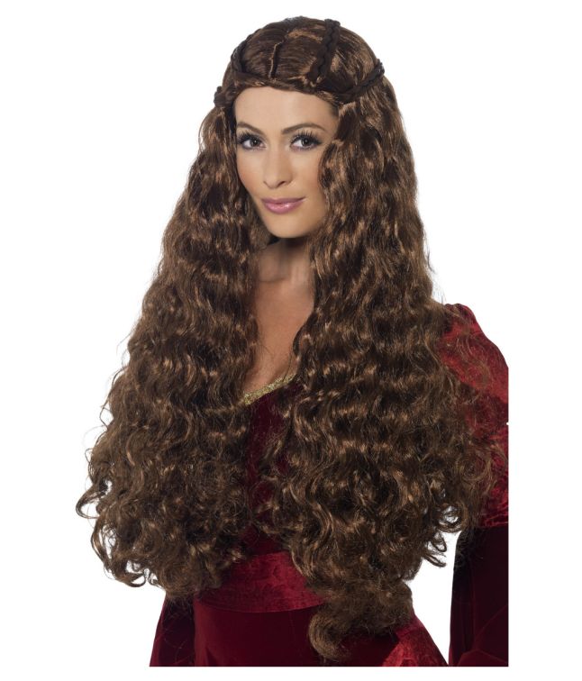Brun middelalder prinsesse paryk