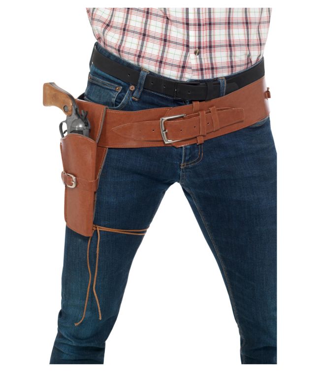 Bælte med revolverhylster, brunt