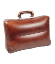 Oppustelig brun læder mappe