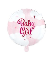 Baby Girl folieballon, 46 cm. Til barnedåb og babyshower.