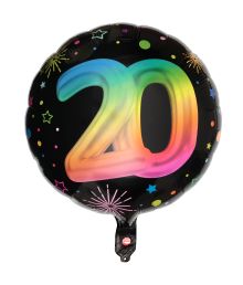 Sort og regnbue folieballon 20 år