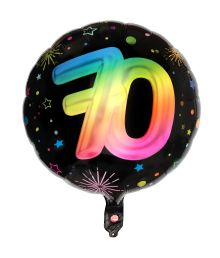 Sort og regnbue folieballon 70 år