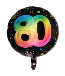 Sort og regnbue folieballon 80 år