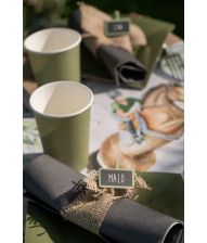 Olivengrøn bordkort tavle, 12 stk