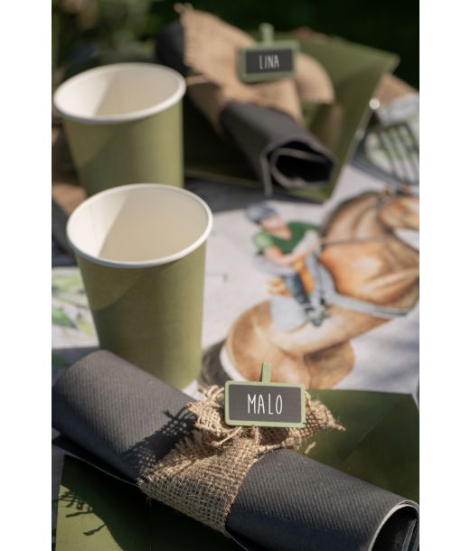 Olivengrøn bordkort tavle, 12 stk