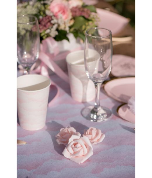 Lyserøde små pynte roser, 9 stk