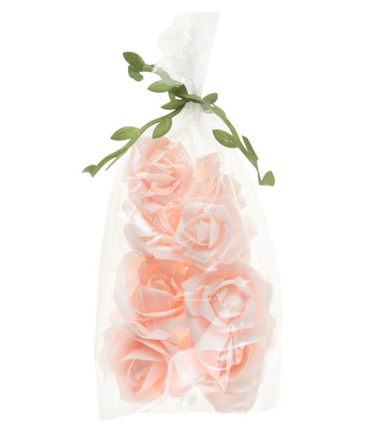 Lyserøde små pynte roser, 9 stk