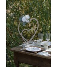 Stort hvidt dekorationshjerte på fod, 39 cm