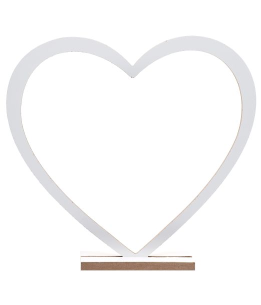 Stort hvidt dekorationshjerte på fod, 39 cm