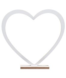 Stort hvidt dekorationshjerte på fod, 39 cm