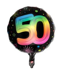 Sort og regnbue folieballon 50 år
