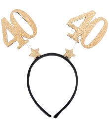 40 års hårbøjle guld glimmer