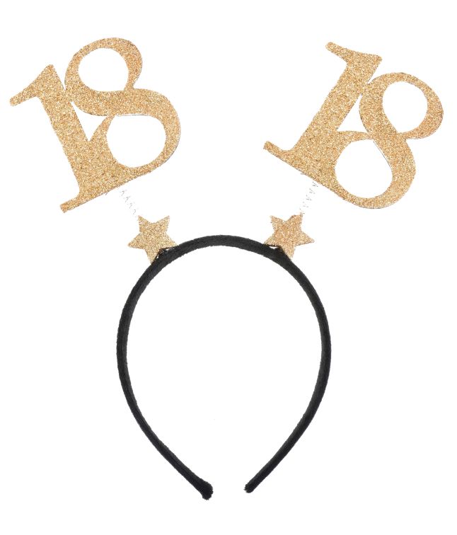 18 års hårbøjle guld glimmer