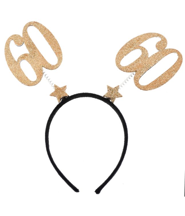 60 års hårbøjle guld glimmer 