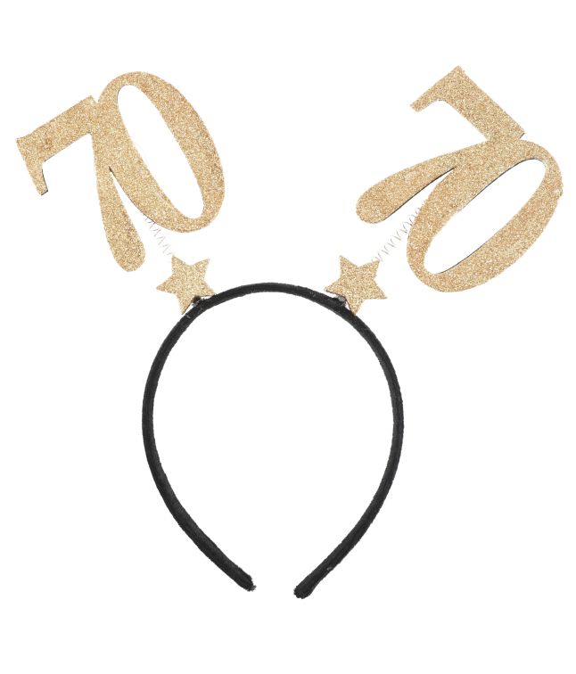 70 års hårbøjle guld glimmer