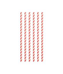 Rød og hvid stribede papirsugerør, 20 stk.