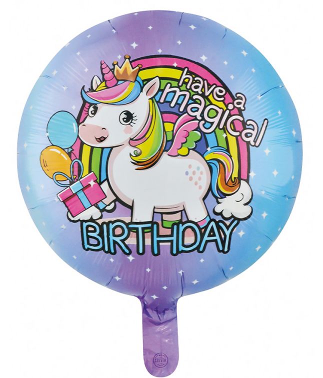 Enhjørning Magical Birthday folieballon, 46 cm