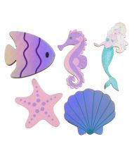 Havfrue bord deko i træ, 10 stk