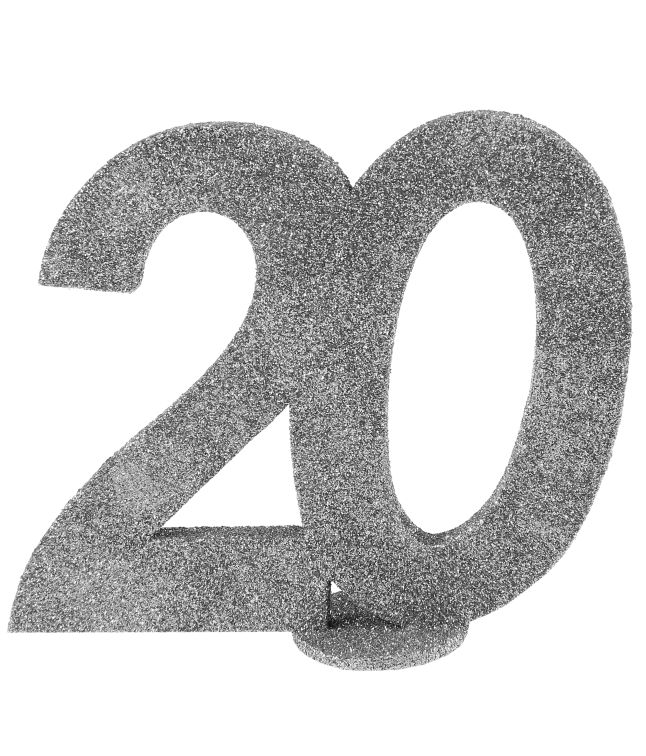 20 års borddekoration i sølv glimmer 