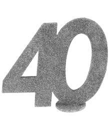 40 års borddekoration i sølv glimmer