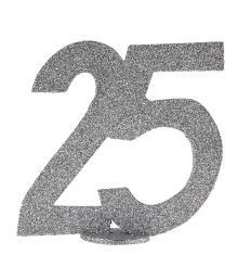 25 års borddekoration i sølv glimmer 