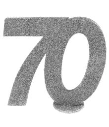 70 års borddekoration i sølv glimmer