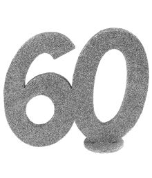 60 års borddekoration i sølv glimmer