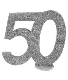 50 års borddekoration i sølv glimmer