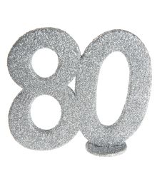 80 års borddekoration i sølv glimmer