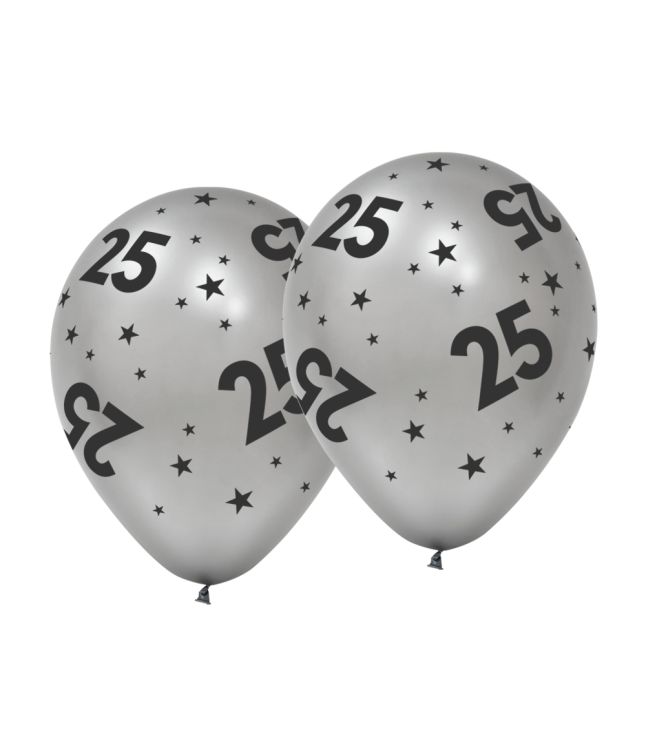 25 år sølv balloner, 6 stk