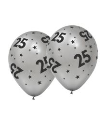 25 år sølv balloner, 6 stk