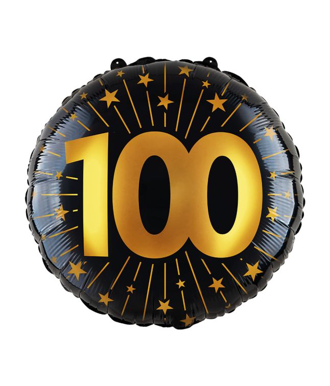 Sort 100 år folieballon, 46 cm