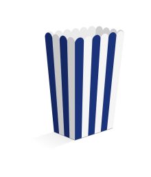 Blå og hvid stribede snack bokse, 8 stk