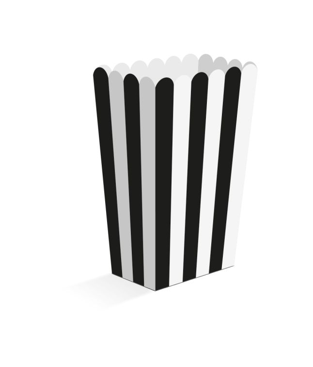 Sort og hvid stribede snack bokse, 8 stk