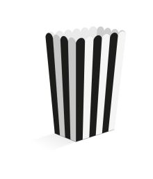 Sort og hvid stribede snack bokse, 8 stk