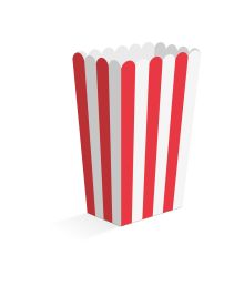 Rød og hvid stribede snack bokse, 8 stk