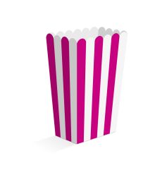 Hot pink og hvid stribede snack bokse, 8 stk 