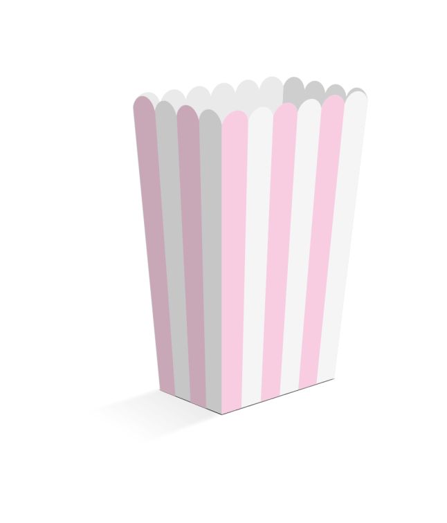 Pink og hvid stribede snack bokse, 8 stk