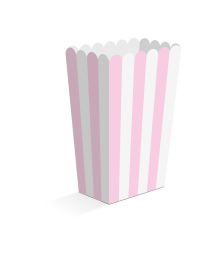 Pink og hvid stribede snack bokse, 8 stk