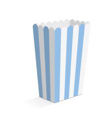 Lyseblå og hvid stribede snack bokse, 8 stk