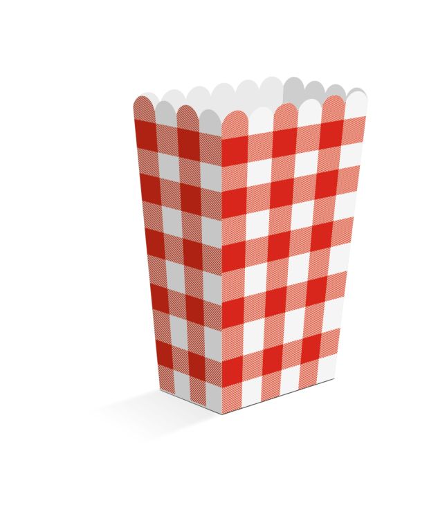 Rød og hvid ternede snack bokse, 8 stk