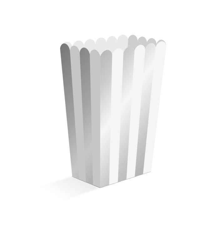 Sølv og hvid stribede snack bokse, 8 stk