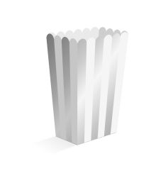 Sølv og hvid stribede snack bokse, 8 stk