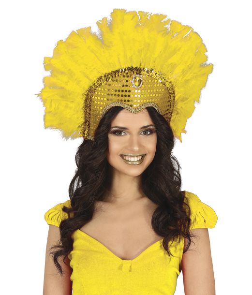 Gul samba fjerhovedpynt